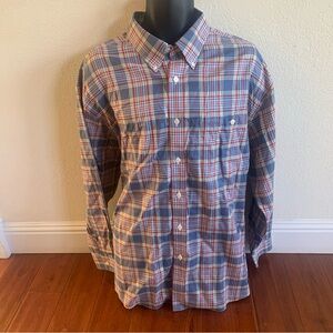 Orvis Plaid Button Down Dress Casual Work Long Sleeve Shirt Men's XXL Red Blue